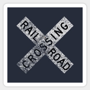 Railroad Crossing Sign (classic - distressed) Sticker